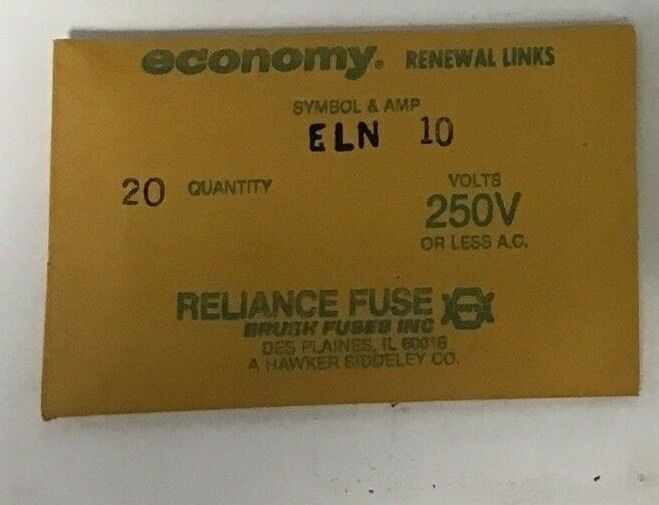 ECONOMY ELN10 FUSE RENEWAL LINKS CLASS H 250VOLTS ****LOT OF 215****