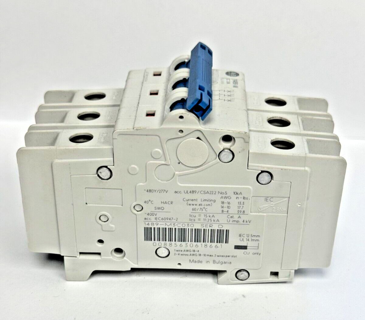 ALLEN-BRADLEY - 1489-M3C030 SER. D - CIRCUIT BREAKER - 3 P, 3 A, 277 V