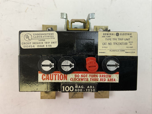 GE TFK236T100 TYPE TFK TRIP UNIT 100AMP 3POLE