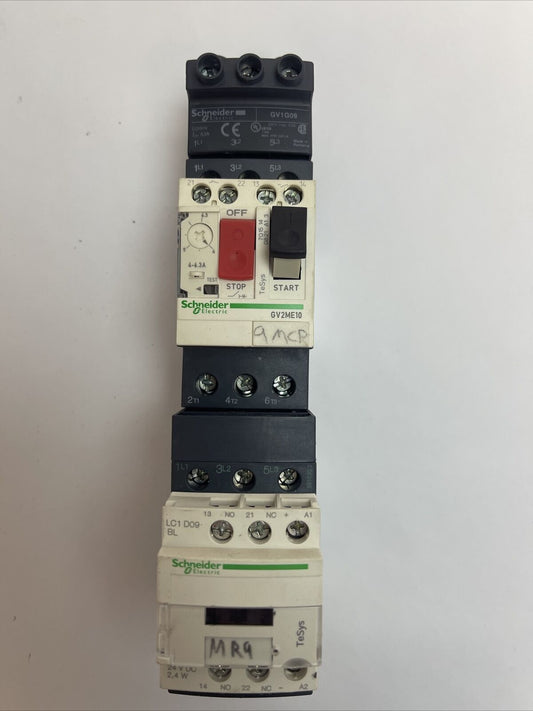 SCHNEIDER LC1 D09 BL CONTACTOR LAD4TBDL 24V GV2ME10 MANUAL MOTOR STARTER GV1G09