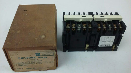 GENERAL ELECTRIC CR120C08002AA SER. A, OVERLOAD RELAY, 300V, 115V COIL,10A,CR120