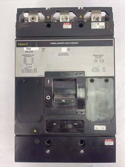 SQUARE D MAL36700 THERMAL MAGNETIC CIRCUIT BREAKER 700A 600VAC/250VDC 3POLE