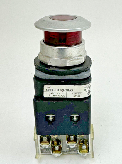 ALLEN-BRADLEY - 800T-FXTQH2RA5 SER. U - RED MUSHROOM PUSH/PULL BUTTON W/ BLOCK