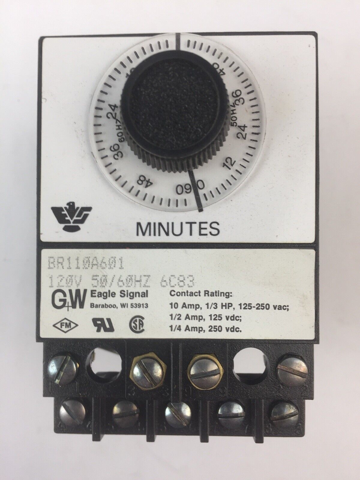 GW EAGLE SIGNAL BR110A601 TIMER 120V 50/60HZ 10A 125-250VAC 1/3HP 1/4A 250VDC