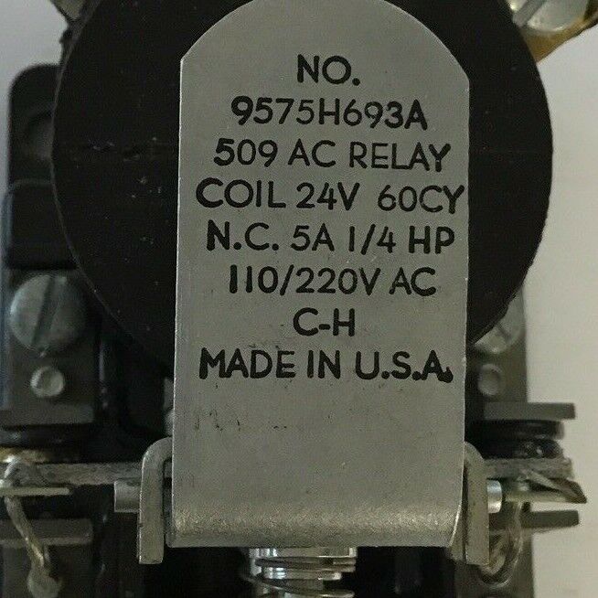 CUTLER HAMMER 9575H693A 509 AC RELAY COIL 24V 60CY 110/220VAC