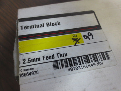 GE 451WN02G IEC TERMINAL BLOCK / SCREW CLAMP 2.5mm FEED THRU, LOT/99 NEW SURPLUS