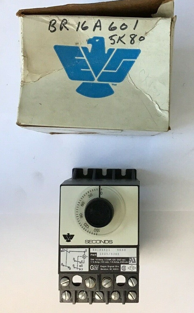 EAGLE SIGNAL BR16A601 RESET TIMER 150SEC. 120V/60HZ 5K80 10A 1/3HP 125-250VAC