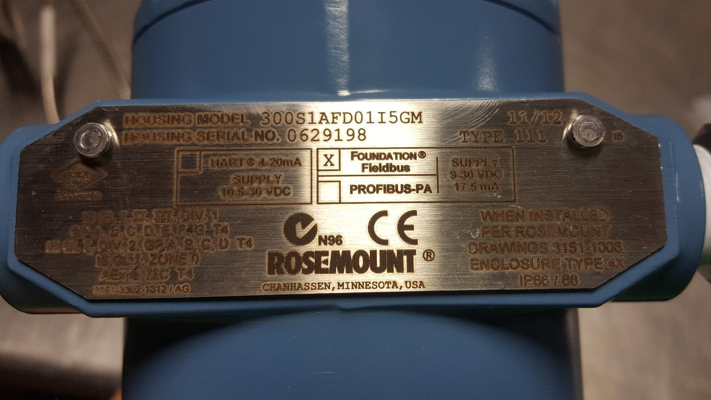 ROSEMOUNT 3005ZAFD01I5GM 3051S1TG2A2B11F1AD01B4I5Q4GM DP0001-2030-S6