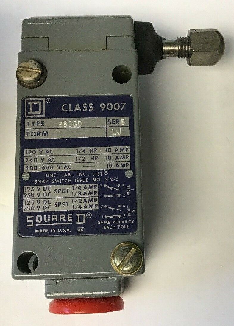 SQUARE D CLASS 9007 B62GD  SER.B HEAVY DUTY LIMIT SWITCH