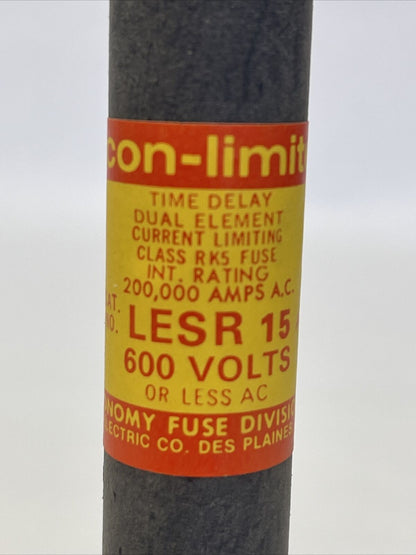 ECON-LIMITER LESR15 CURRENT LIMITING TIME-DELAY FUSE 15AMP 600VAC (BOX OF 10)