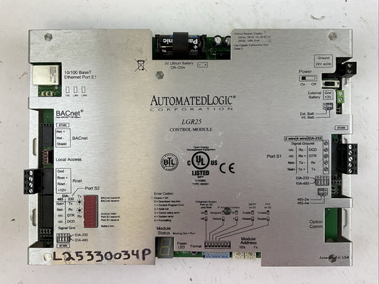 AUTOMATED LOGIC LGR25 CONTROL MODULE 24VAC 50-60HZ 24VA 1A 26VDC 10W 0.4A