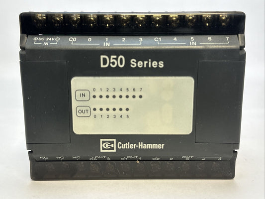 CUTLER HAMMER D50ER14 14 I/O EXP RELAY OUTPUT MODULE SER A1 OUTPUT 250VAC INPUT