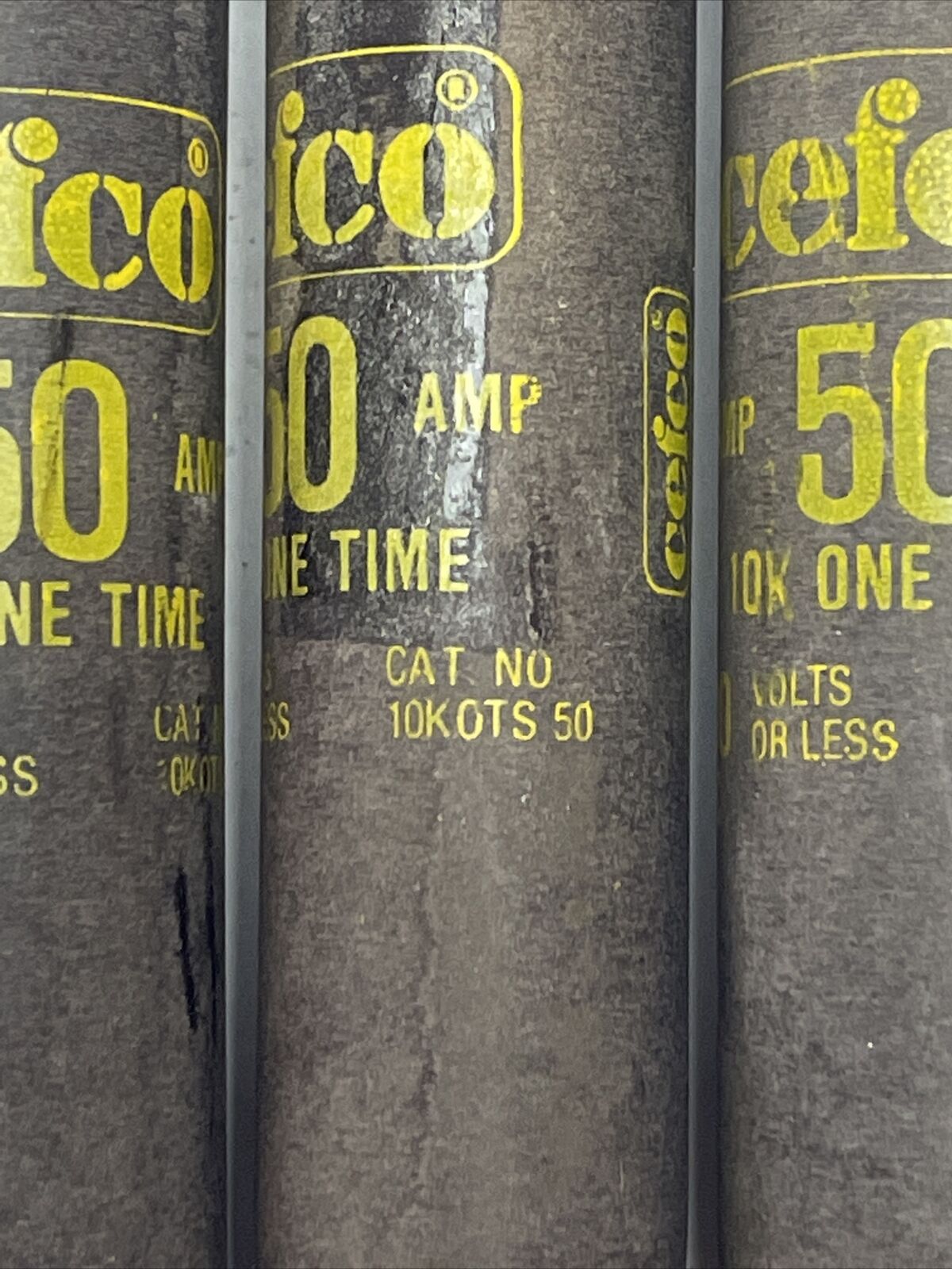 CEFCO 10KOTS50 10K ONE TIME FUSE 600VAC 50AMP CLASS H (LOT OF 3)