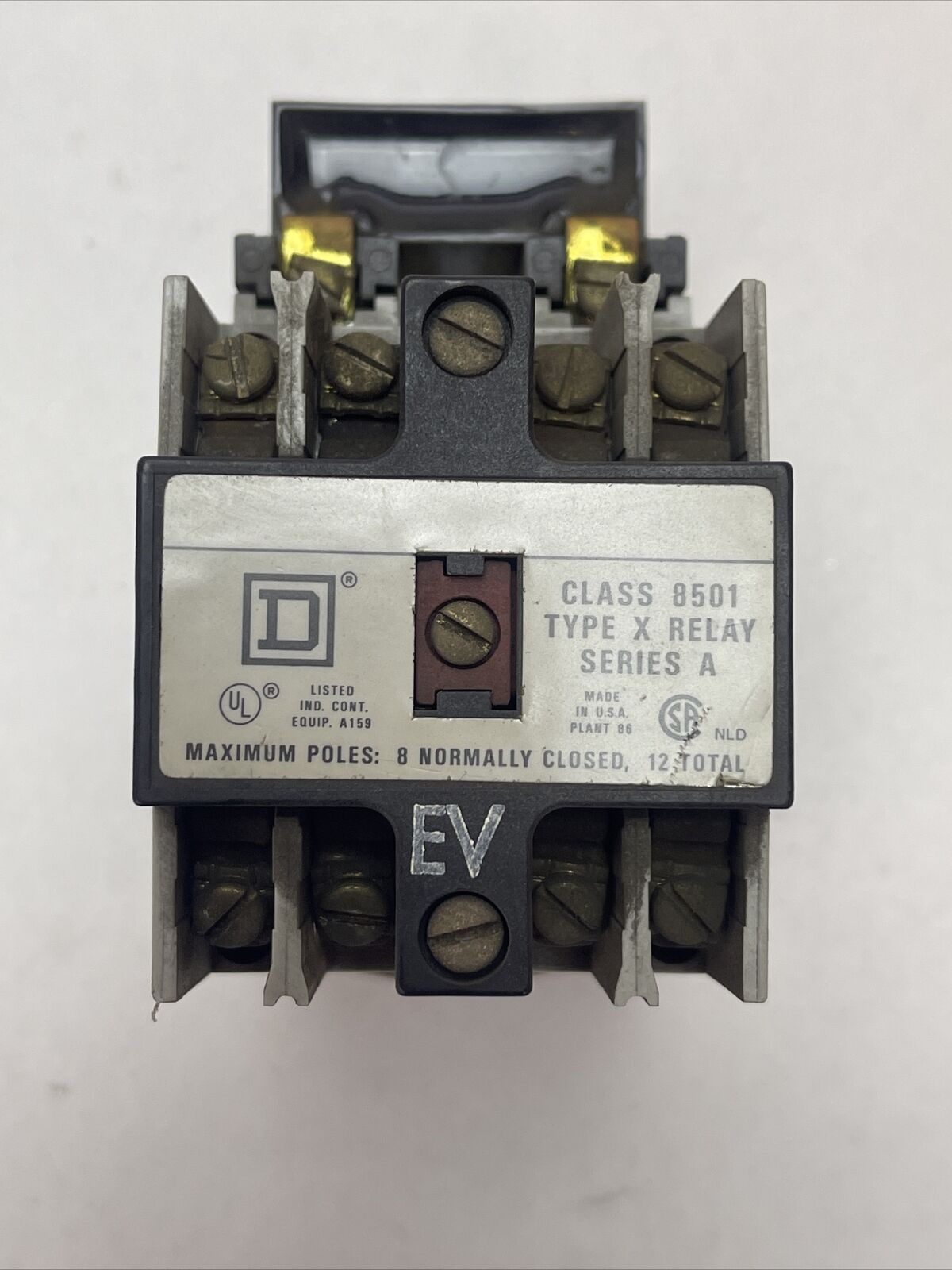 SQUARE D CLASS 8501 TYPE X0 40 INDUSTRIAL CONTROL RELAY FORM EV SERIES A