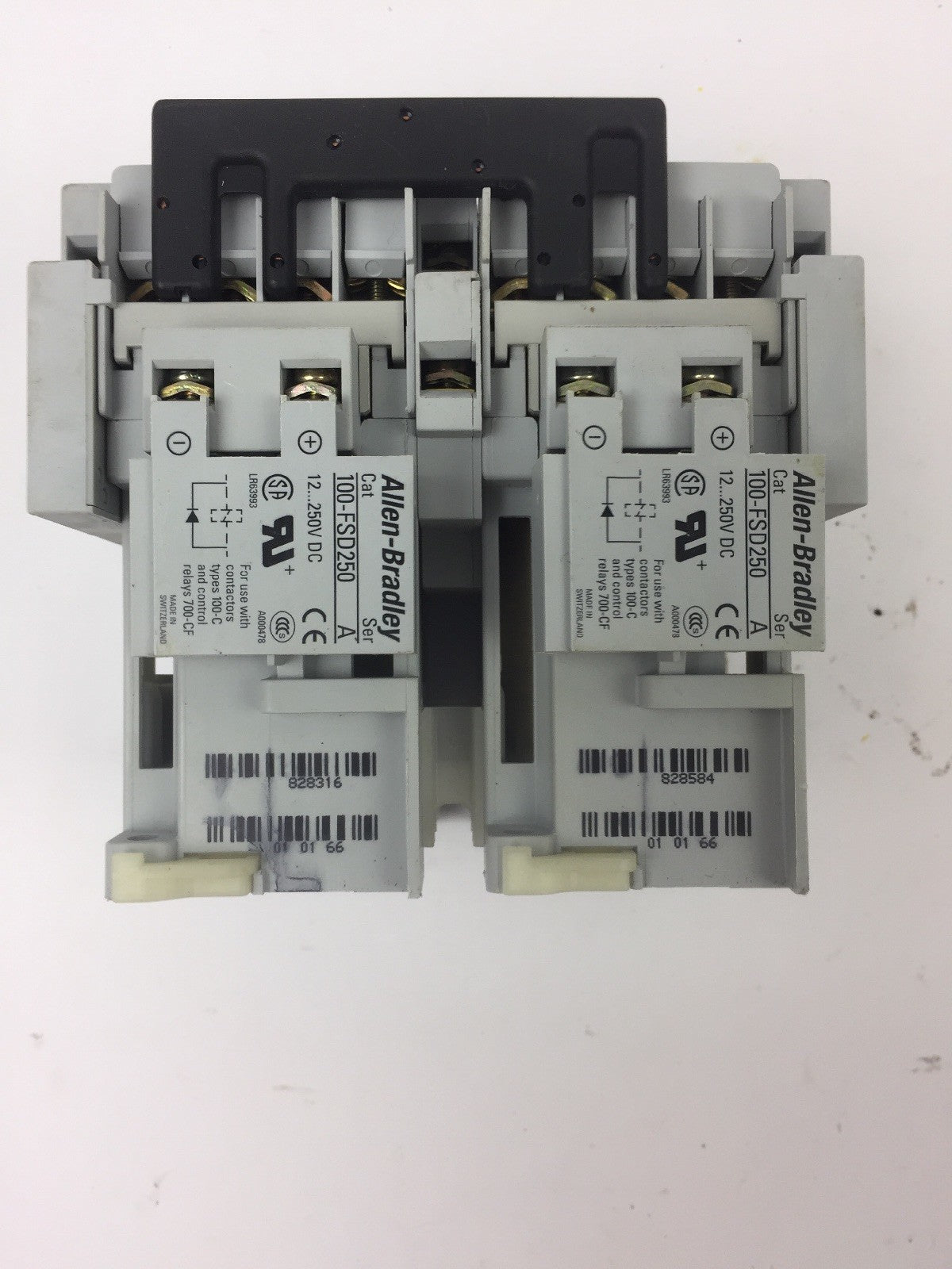 ALLEN BRADLEY 104-C09UDJ22 REVERSING CONTACTOR 2 100-S & 2 100-FSD250 COIL 24VDC