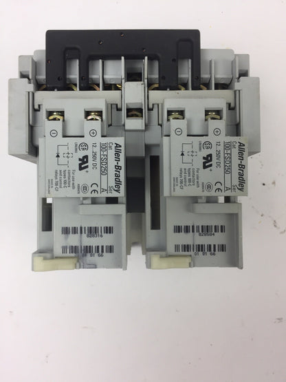 ALLEN BRADLEY 104-C09UDJ22 REVERSING CONTACTOR 2 100-S & 2 100-FSD250 COIL 24VDC