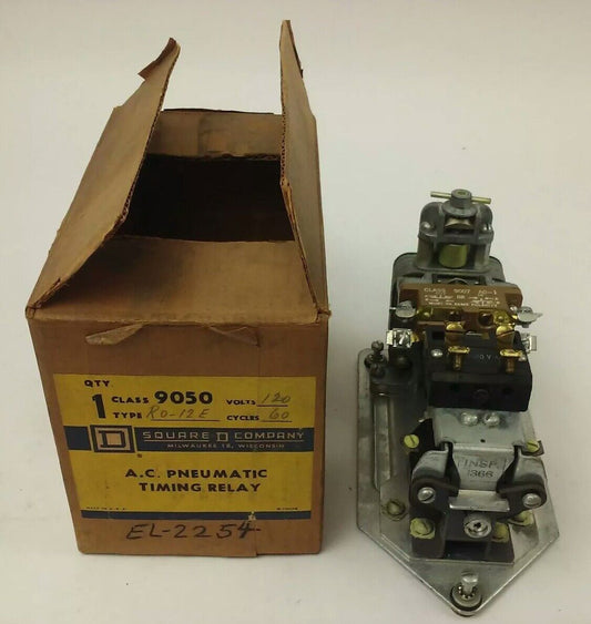SQ. D CLASS 9050 TYPE RO-12E SER.A, AC PNEUMATIC TIMING RELAY, 120V,60HZ,15A,NEW