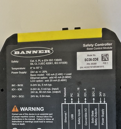 BANNER SC26-2DE BASE CONTROL MODULE 24VDC