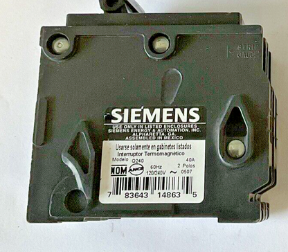 SIEMENS Q120(1POLE) & Q240(2POLE) CIRCUIT BREAKER 120/240VAC 20, 40A 60HZ