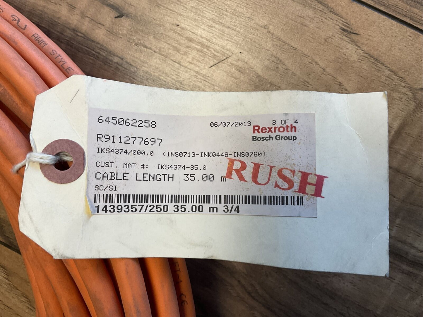 REXROTH R911277697 SERVO CONTROL CABLE 35.0M