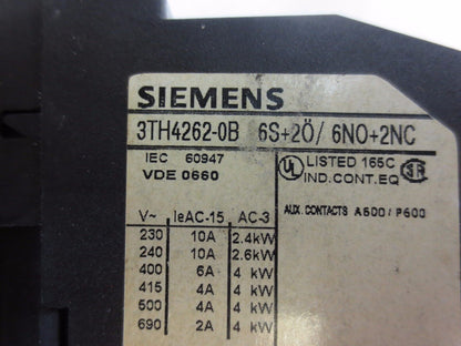 SIEMENS 3TH4262-0B CONTACTOR w/ 3TX7402-3D SURGE SUPPRESSOR