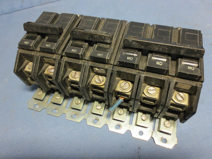 GE CIRCUIT BREAKERS 15A (2) 2-POLE, (1) 3-POLE on RACK - THHQC TYPE