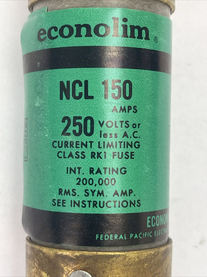 ECONOMY NCLR-150 ECONOLIM 150AMP 250VAC CURRENT LIMITING CLASS RK1 FUSE