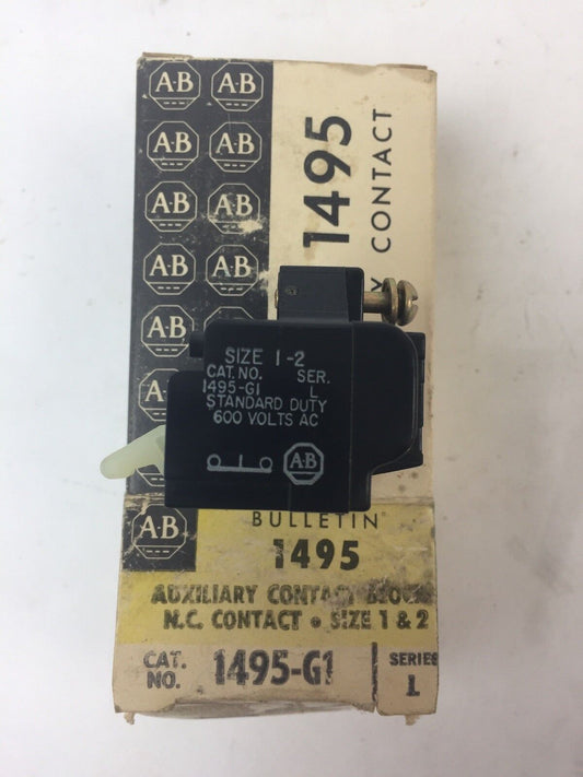 ALLEN BRADLEY 1495-G1 AUXILIARY CONTACT BLOCK N.C. CONTACT SIZE 1 & 2 SERIES L