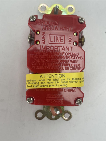 ARROW HART GF8200RED GFCI DUPLEX RECEPTACLE 15A 125V HOSPITAL GRADE