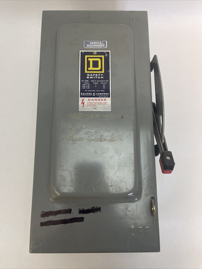 SQUARE D HU-362 NON-FUSIBLE SAFETY SWITCH 600V 60AMP 3POLE 60HP SERIES E1