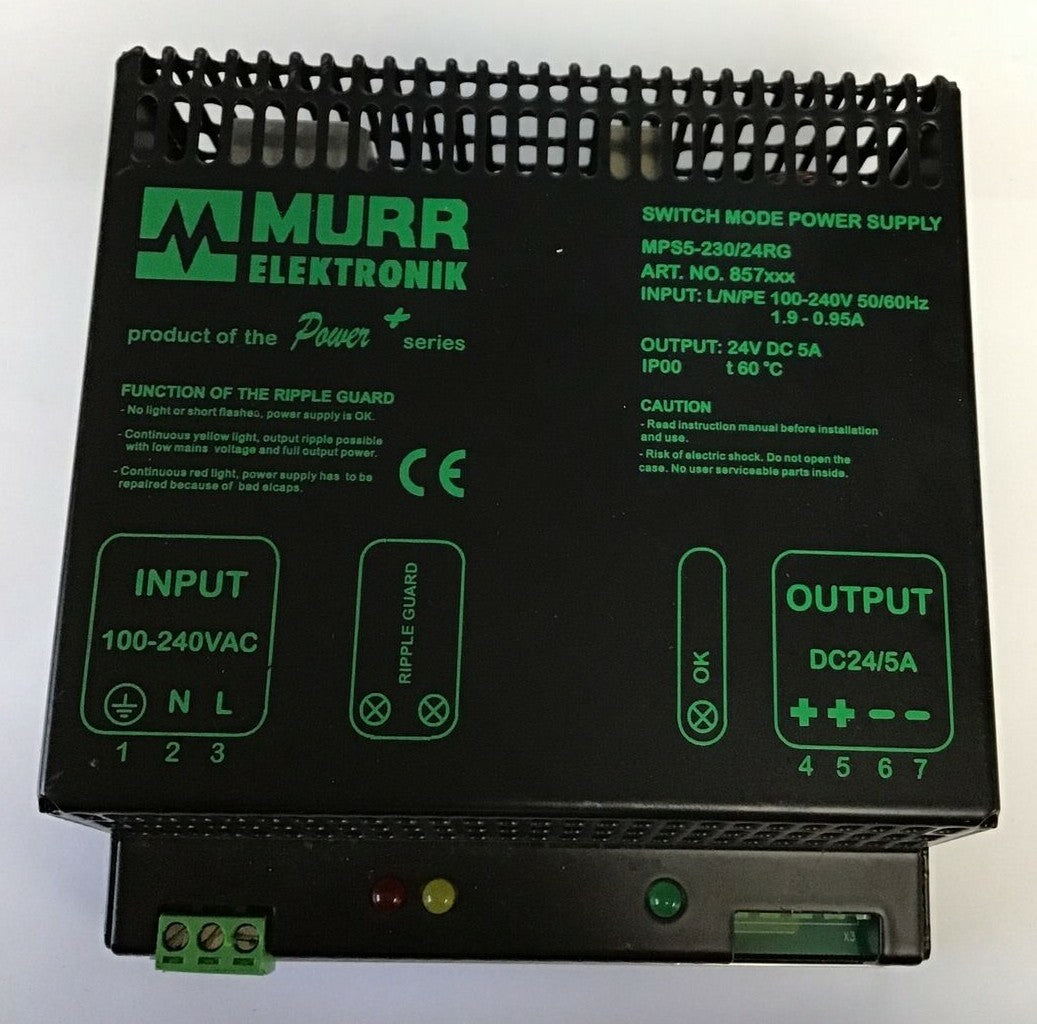 MURR ELEKTRONIK MPS5-23024RG SWITCH MODE POWER SUPPLY 24VDC 5A 100-240VAC