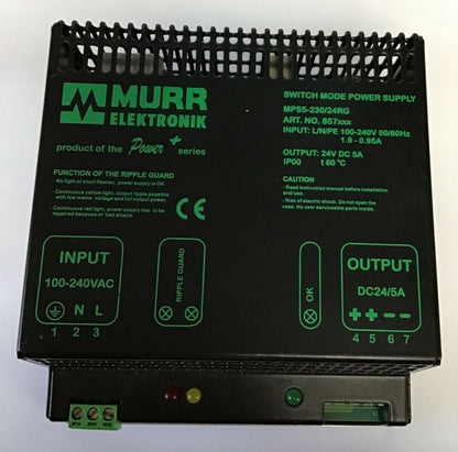 MURR ELEKTRONIK MPS5-23024RG SWITCH MODE POWER SUPPLY 24VDC 5A 100-240VAC