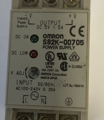 OMRON S82K-00705 POWER SUPPLY 240VAC 0.25A 50/60HZ 5VDC 1.5A