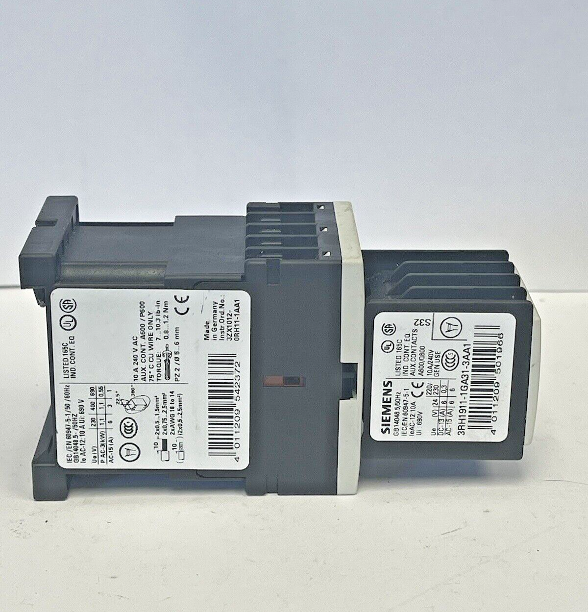 SIEMENS - 3RH1271-1BB40 AND 3RH1911-1GA31-3AA1 - AUXILIARY CONTACTS