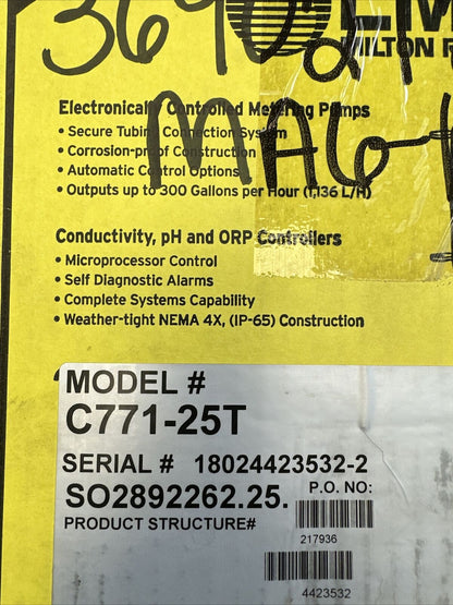 LMI MILTON ROY C771-25T ELECTRONICALLY CONTROLLED METERING PUMP CONDUCTIVITY pH