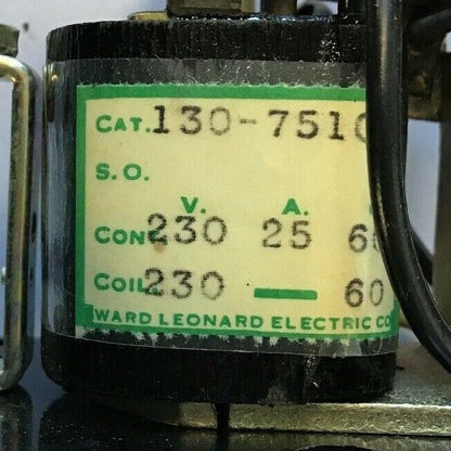 WARD LEONARD RELAY 130-7510 1POLE 230V 25A 60CY COIL 230-60CY