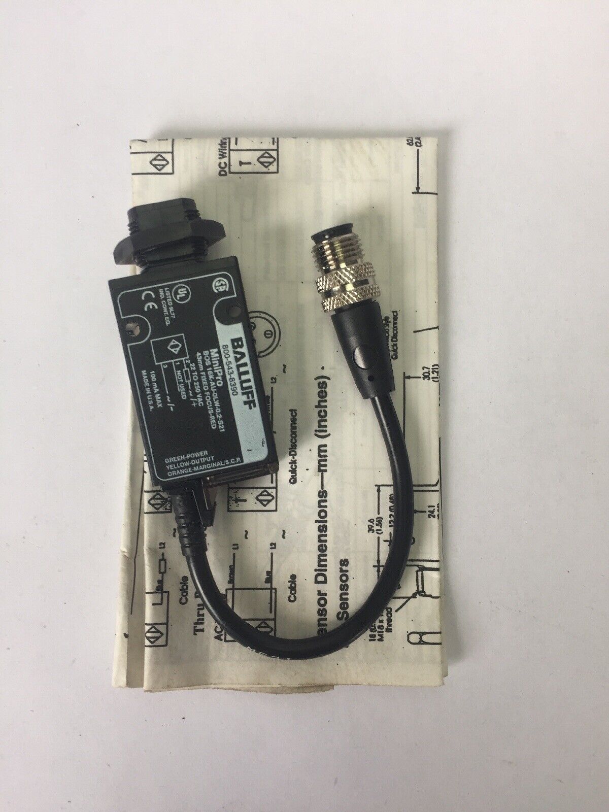 BALLUFF BOS 16K-AU-0LW-0.2-S21 PHOTOELECTRIC SENSOR 22-250VAC 100mA