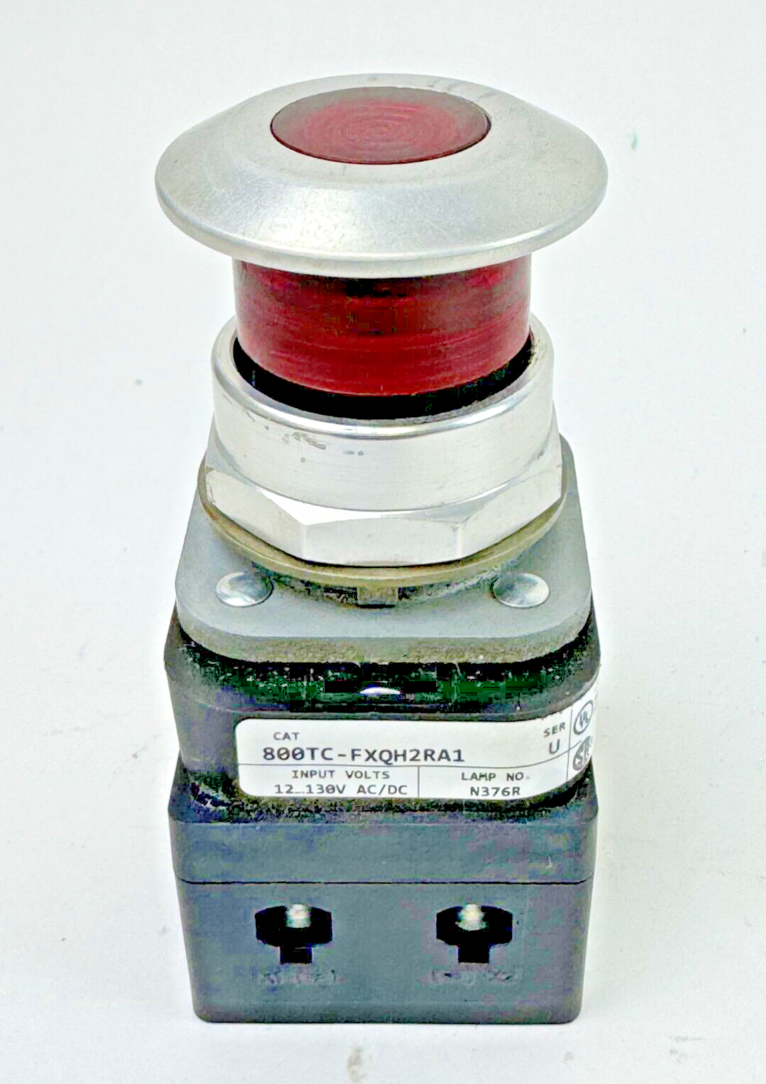 ALLEN-BRADLEY - 800TC-FXQH2RA1 SER. U - RED MUSHROOM PUSH/PULL BUTTON W/ BLOCK