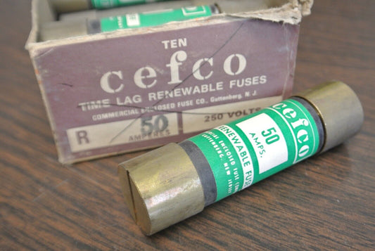 LOT of 8 CEFCO REN50 RENEWABLE FUSE / 50A / 250V / NEW SURPLUS / CAPACITY 35-60A