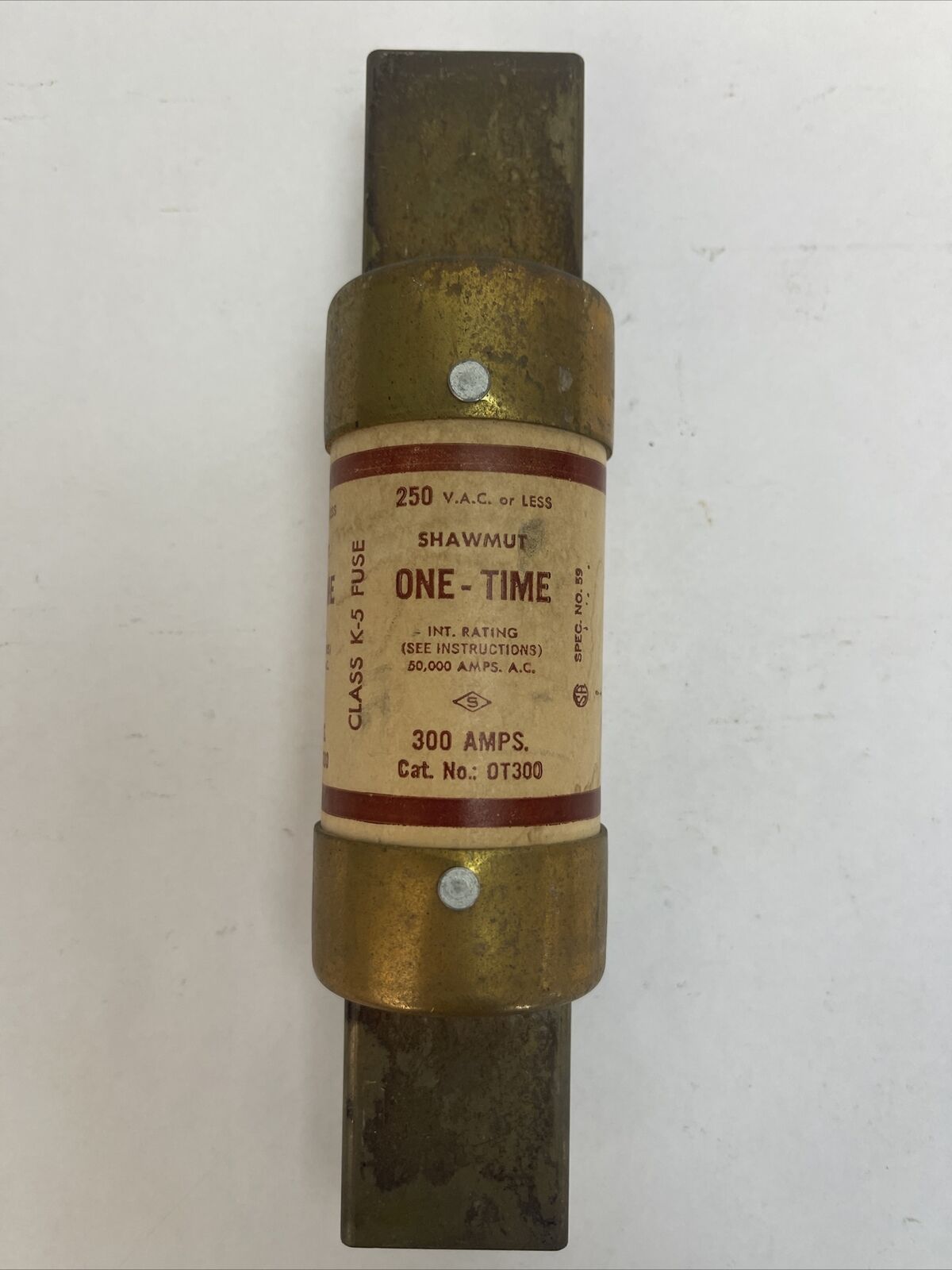 SHAWMUT OT300 ONE-TIME CLASS K-5 FUSE 300AMP 250VAC