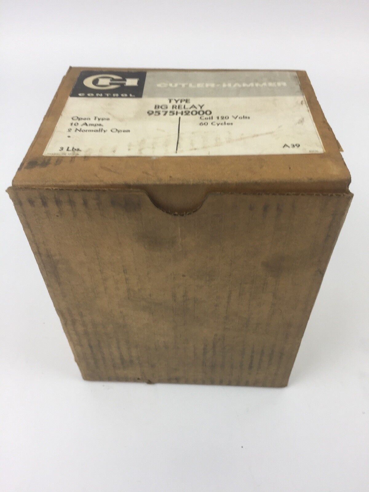 CUTLER HAMMER 9575H2000 TYPE BG RELAY 10 AMP MAX COIL 120 VOLTS 60 CYCLES