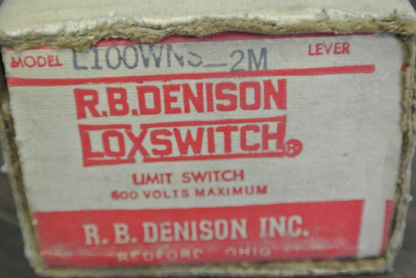 R.B. DENISON L100WNS-2M LIMIT SWITCH 600V MAX GOULD / TELEMECANIQUE NEW SURPLUS