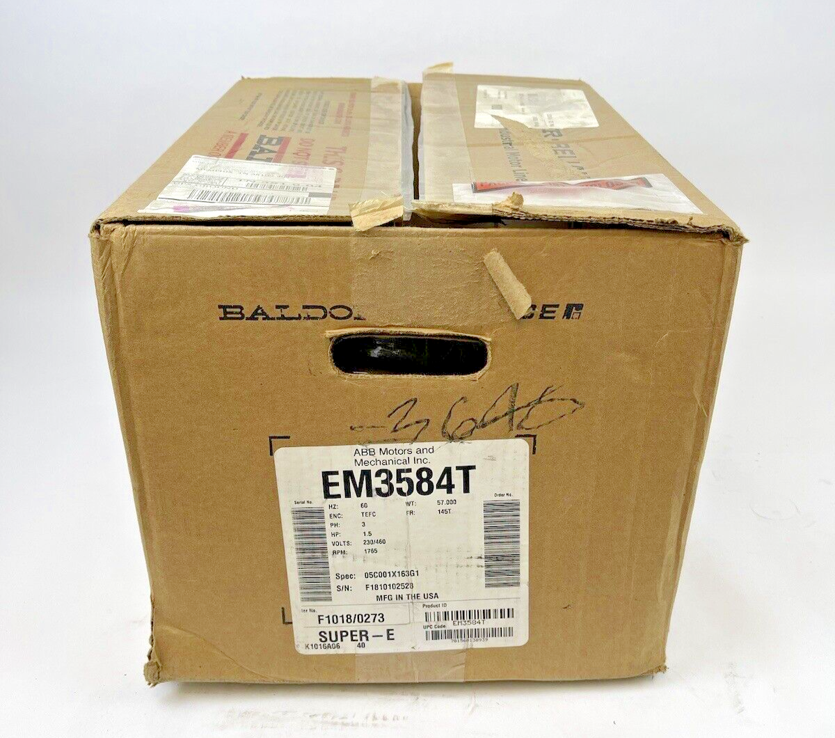 BALDOR - EM3584T - GP Motor -1.5 Hp 3 Phase 230/460V 1765 RPM 145t Frame SUPER-E