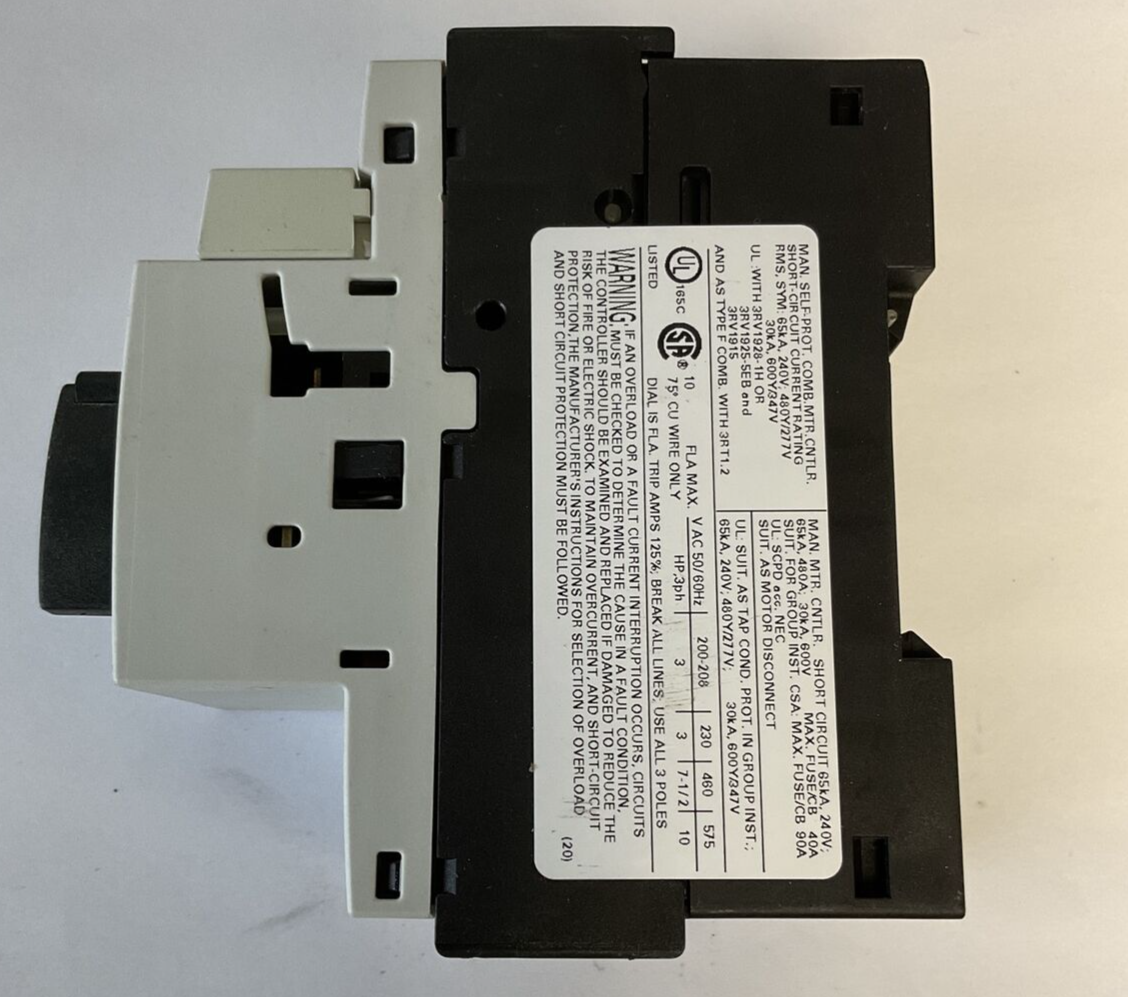 SIEMENS 3RV1021-1JA15 CIRCUIT BREAKER 10A 50/60HZ