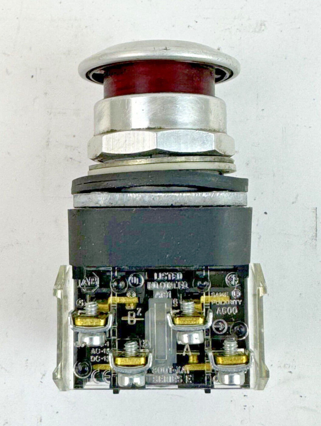 ALLEN-BRADLEY - 800T-FXQ24RA1 SER. T - RED MUSHROOM PUSH/PULL BUTTON W/ BLOCK