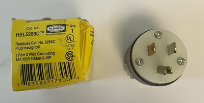 HUBBELL HBL5266C PLUG 2POLE 3WIRE 15A 125V