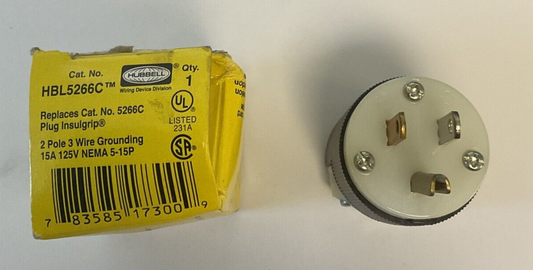 HUBBELL HBL5266C PLUG 2POLE 3WIRE 15A 125V