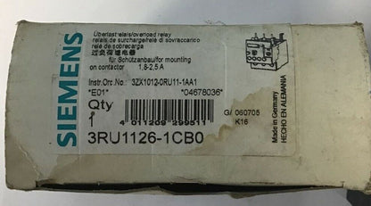 SIEMENS 3RU1126-1CB0 OVERLOAD RELAY CLASS 10