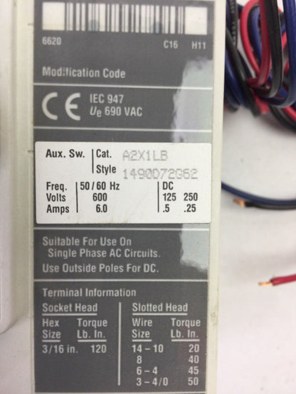 CUTLER HAMMER HMCP015E0CA10 MOTOR CIRCUIT PROTECTOR 15A 3P 600VAC 250VDC A2X1LB