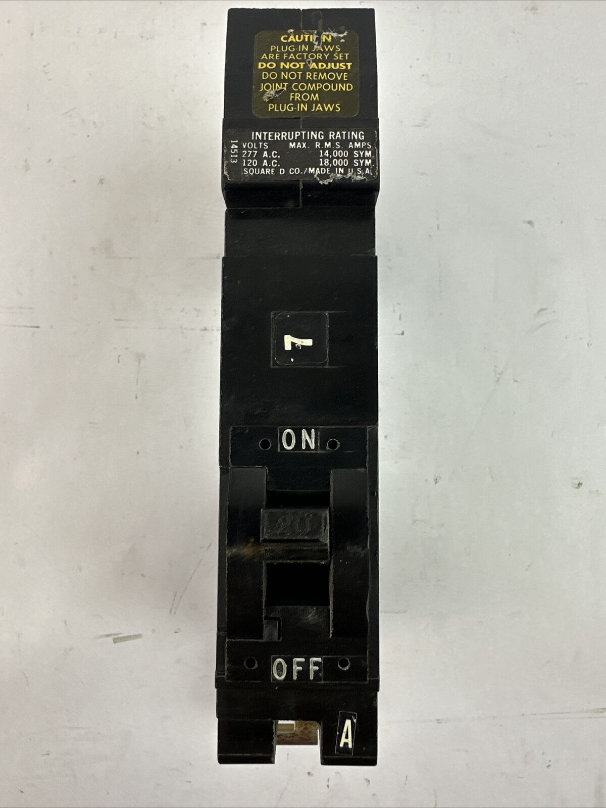 SQUARE D FY 14020 A CIRCUIT BREAKER 20AMP 277VAC 1POLE